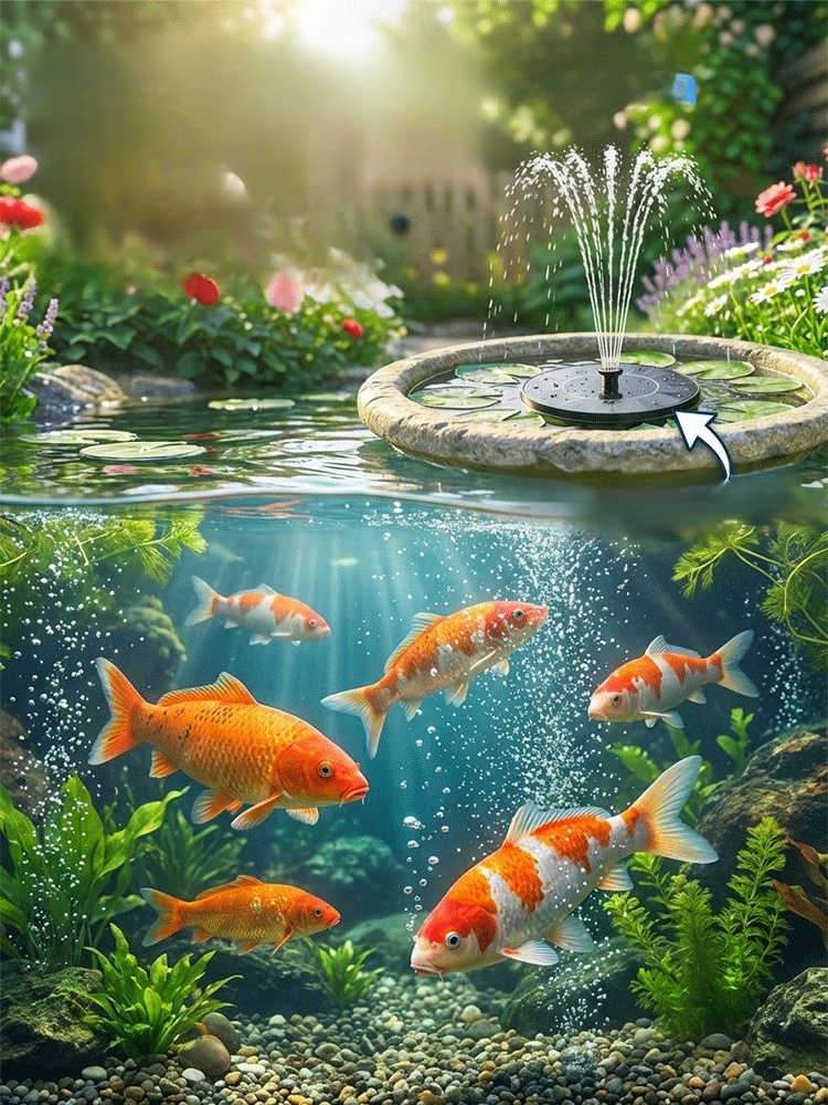 Solar suspended fountain☀️Solar powered, no electricity required 💦Floating fountain, oxygenated water 🌿Beautiful and refreshing garden landscaping 🔋Automatic start/stop, worry-free and durable