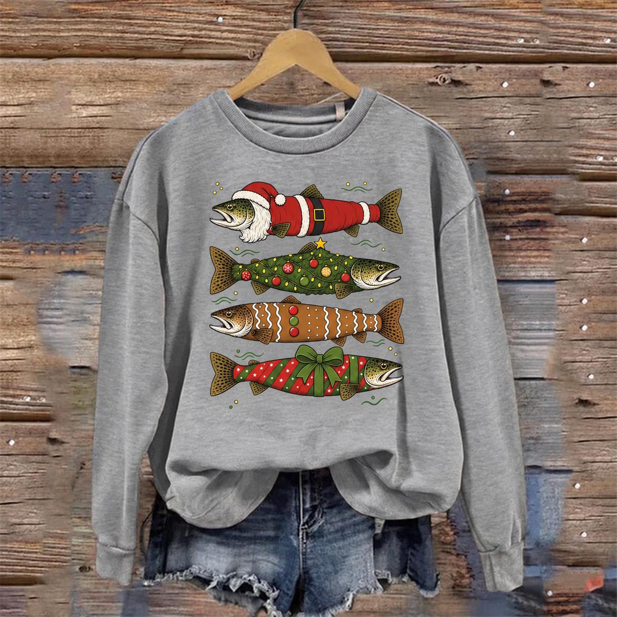 Funny Christmas Trout Fishing Sweatshirt