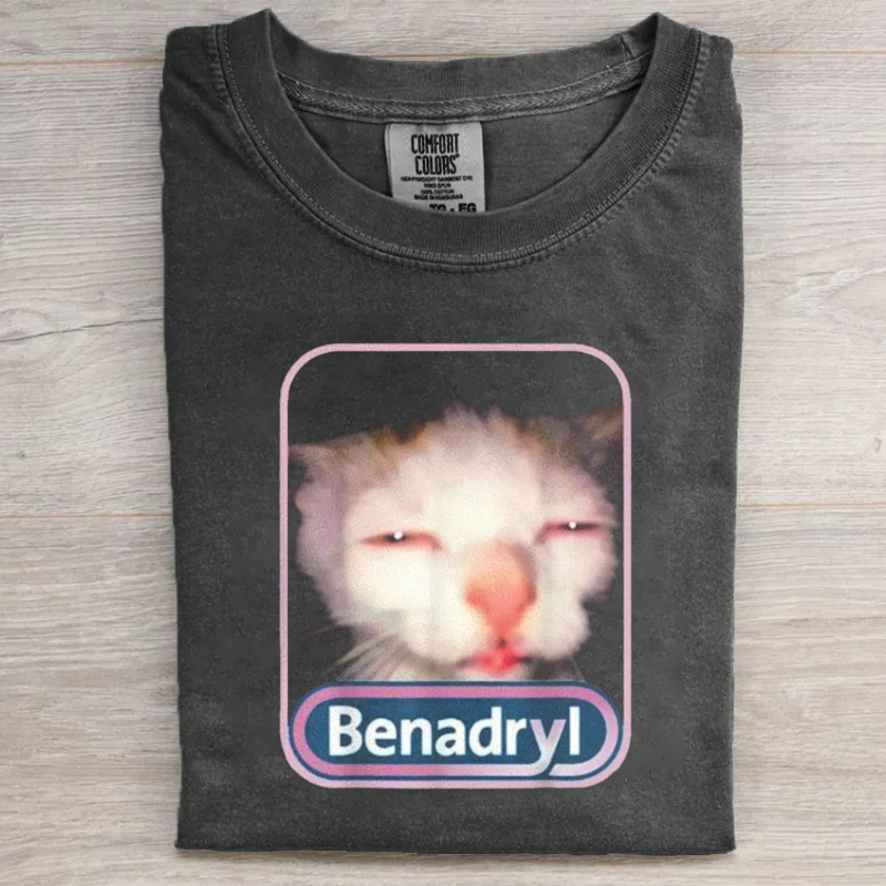 Benadryl Meme Cat Graphic T-shirt