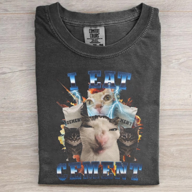 I Eat Cement Funny Cat T-shirt