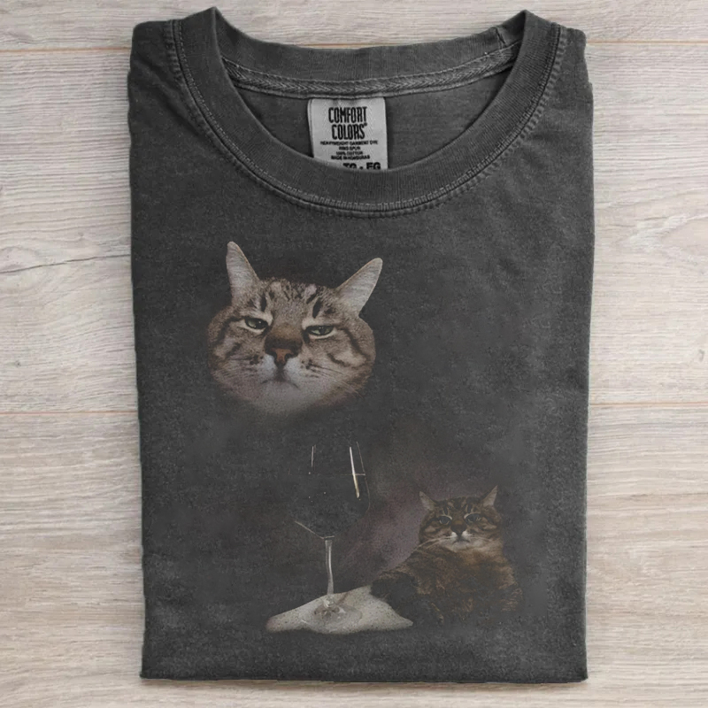 Funny Wine Cat Dank Meme T-shirt