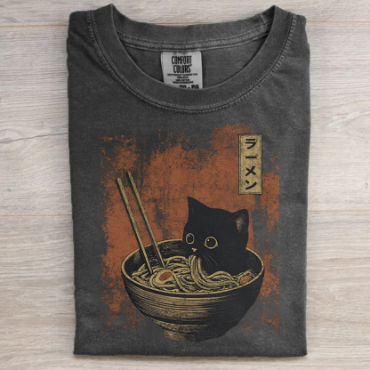 Cat Eating Ramen T-shirt
