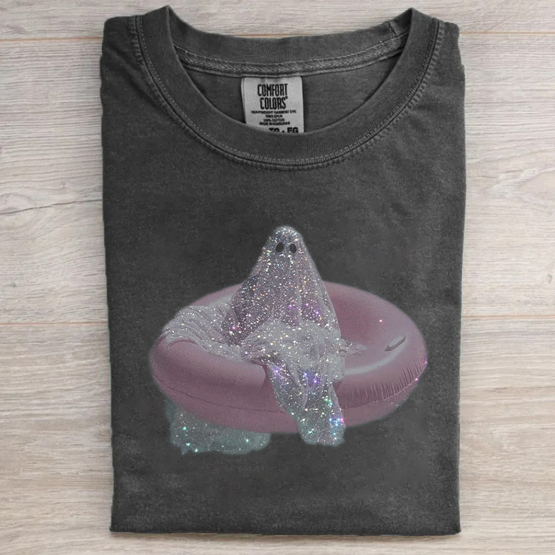 Glitter Ghost On Pink Floatie T - Shirt