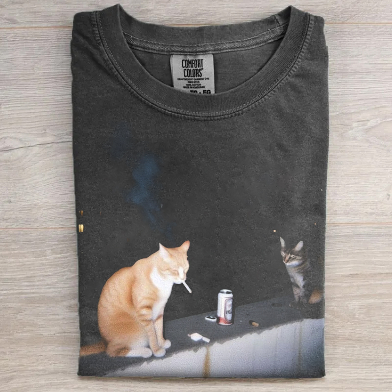 cat cigarette shirt Smoking with or team Cats Smoking T-shirt  Owen's