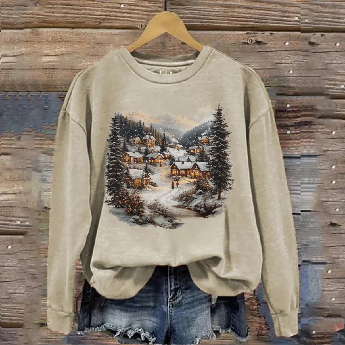 Retro Christmas Winter Village Sweatshirt