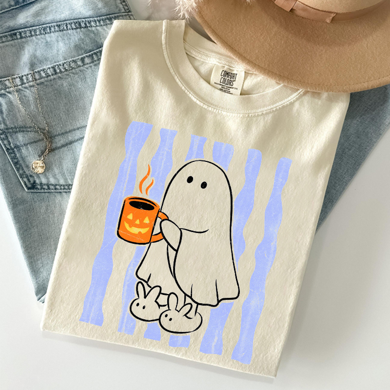 Cute Halloween Ghost Coffee T-shirt
