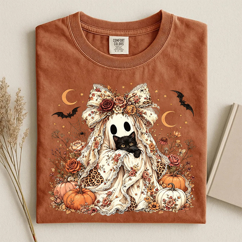 Lace Ghost Floral Halloween T-shirt