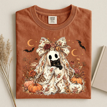 Lace Ghost Floral Halloween T-shirt