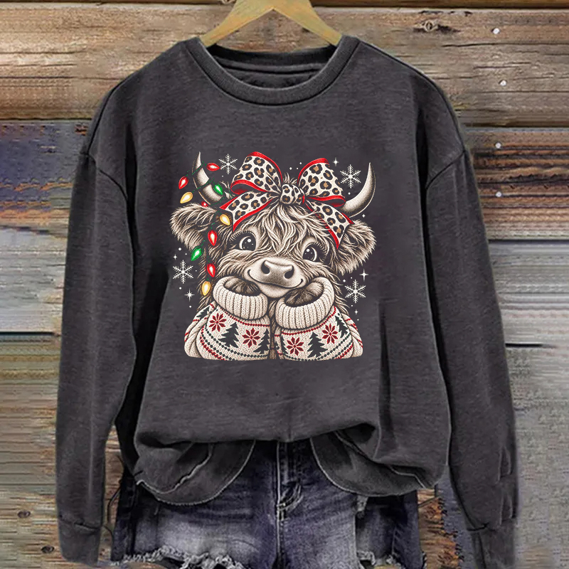 Cute Christmas Highland Cow Sweatshirt