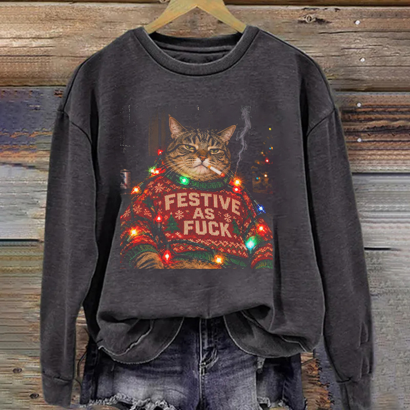 Funny Christmas Cat Sweatshirt