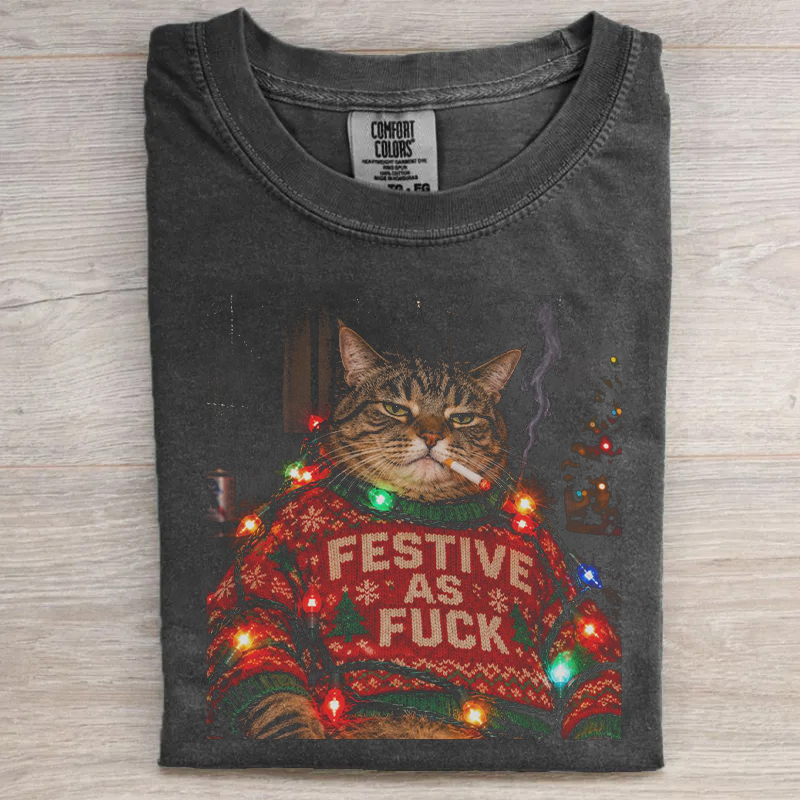 Funny Christmas Cat T-shirt