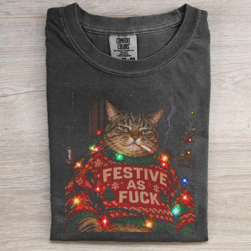 Funny Christmas Cat T-shirt