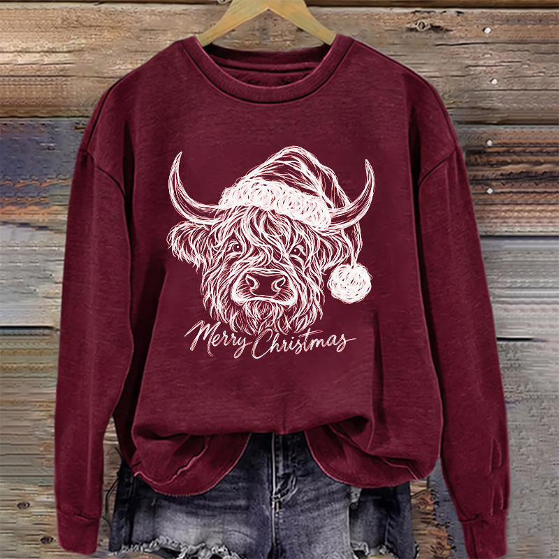 Merry Christmas Highland Cow Sweatshirt