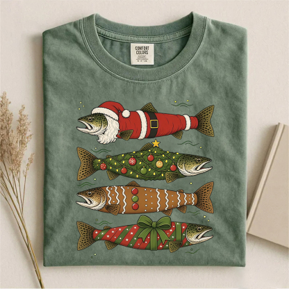 Funny Christmas Trout Fishing T-shirt