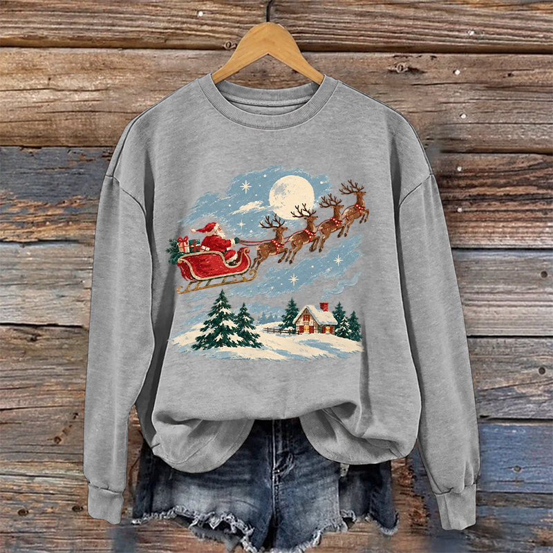 Vintage Christmas Santa Reindeer Sweatshirt