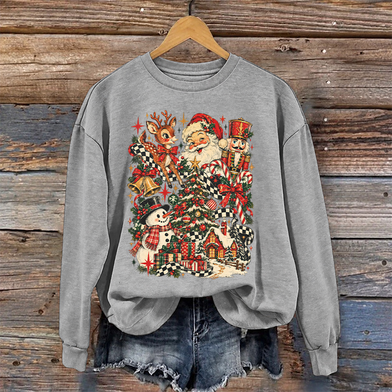 Christmas Santa Reindeer Nutcracker Snowman Sweatshirt