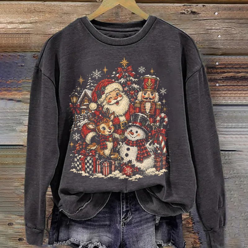 Christmas Santa Reindeer Nutcracker Snowman Sweatshirt