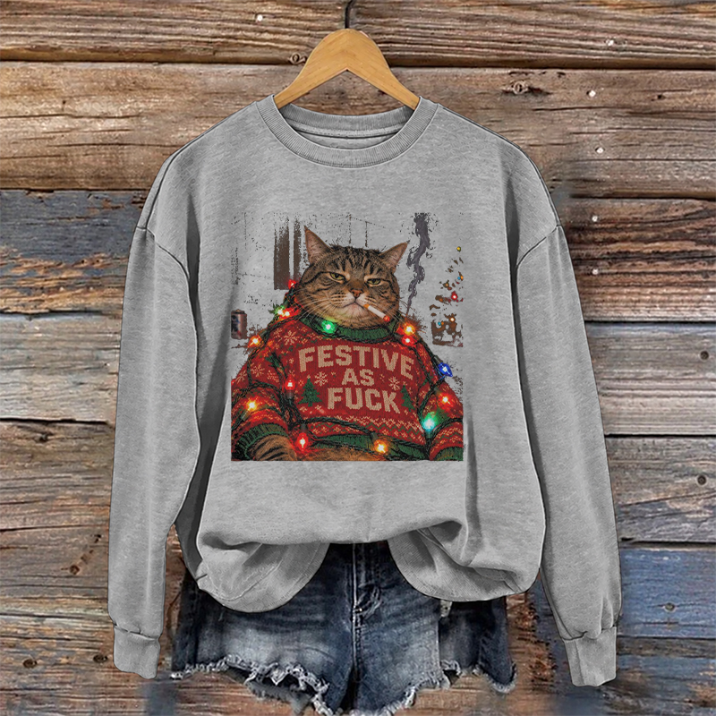 Funny Christmas Cat Sweatshirt