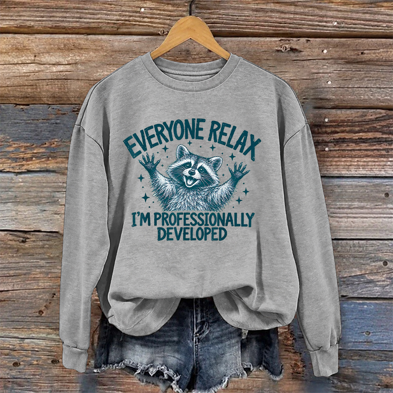 Everyone Relax I'm Professionally Developed Funny Raccoon Sweatshirt