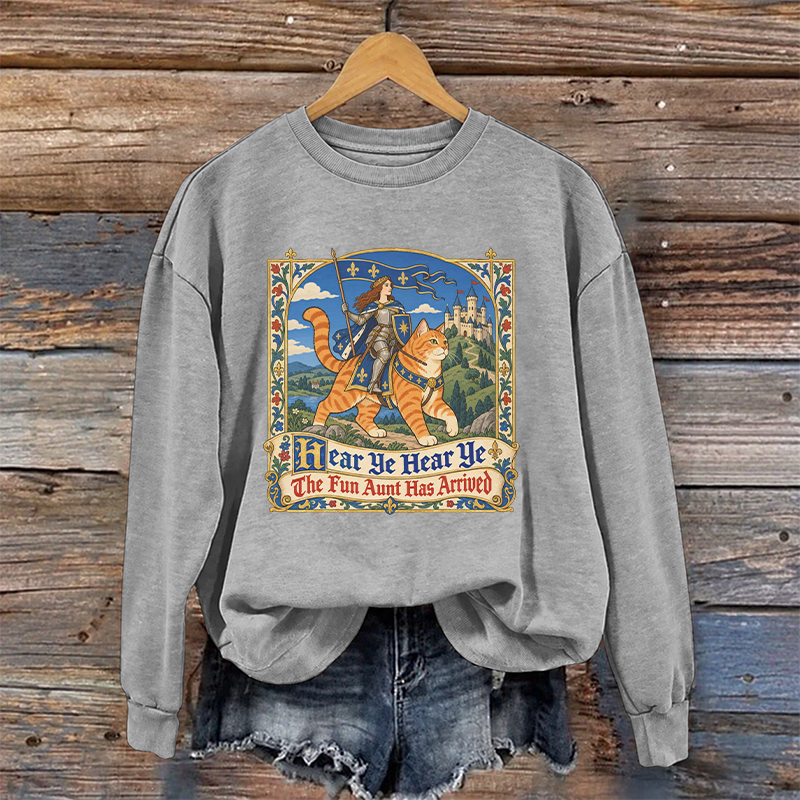 Funny Aunt Orange Tabby Cat knight Sweatshirt
