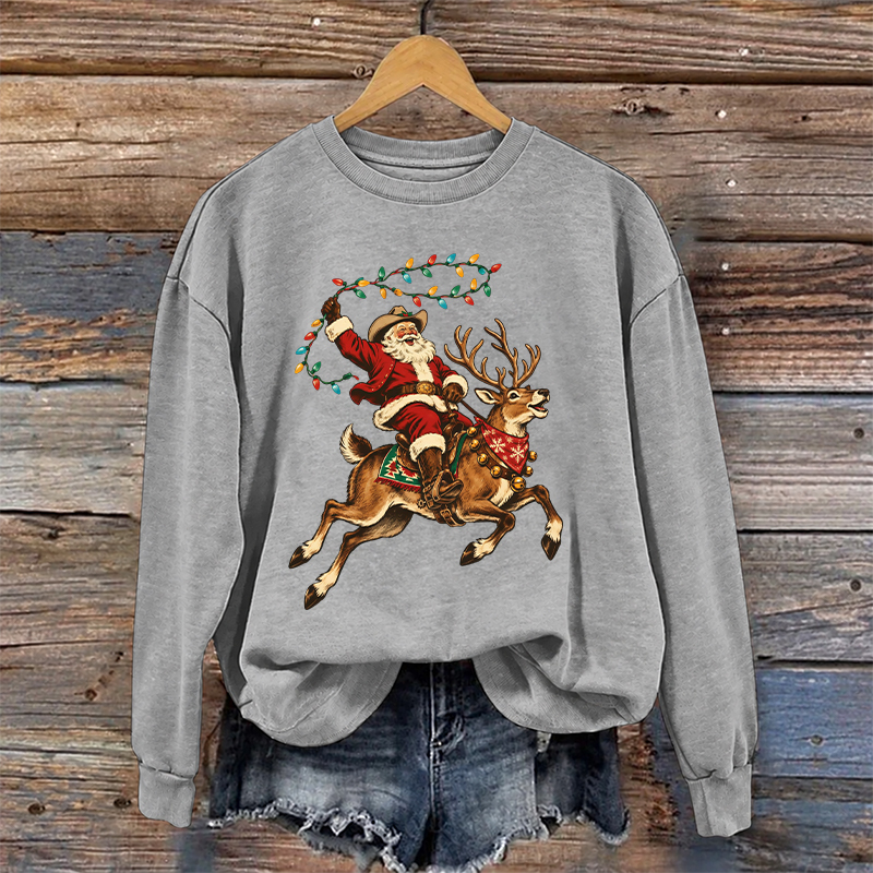 Vintage Western Cowboy Santa Sweatshirt