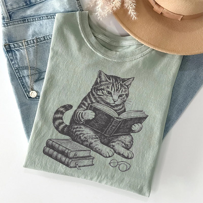 Cat Reading Book Lover T-shirt