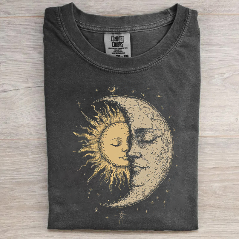 Mystical Sun And Moon Face T-shirt