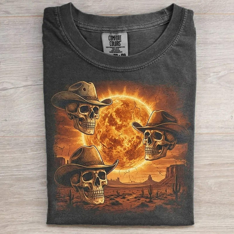 Skeletons Moon Western T-shirt