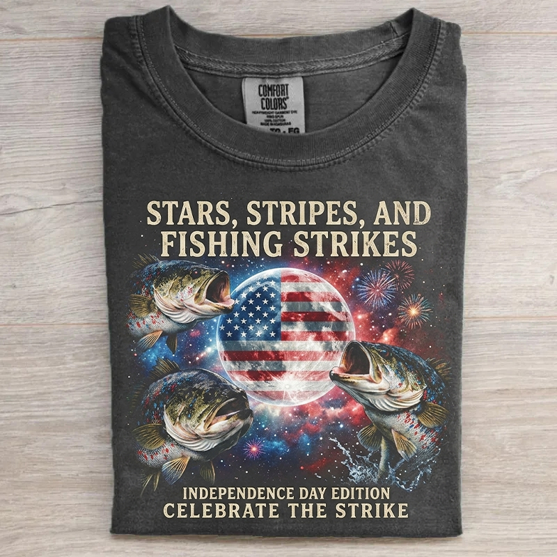4th Of July Bass Fishing Moon T-shirt