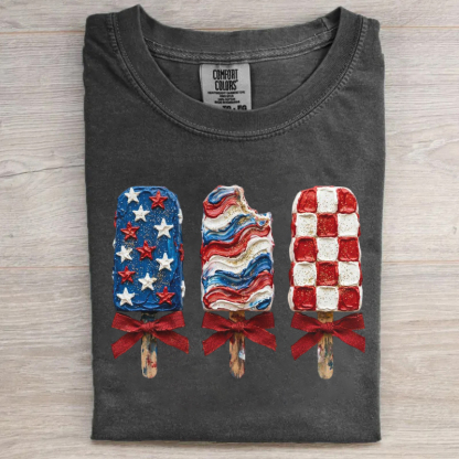 Patriotic Red White Blue Summer Popsicle T-shirt
