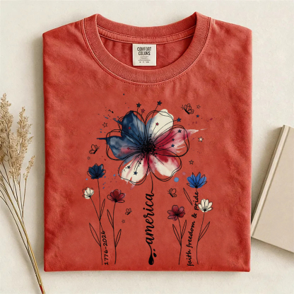 USA 250th Anniversary Floral T-shirt
