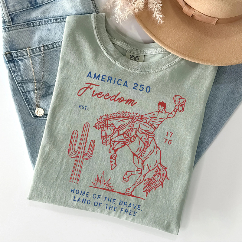 America 250 Freedom Western Cowboy T-shirt