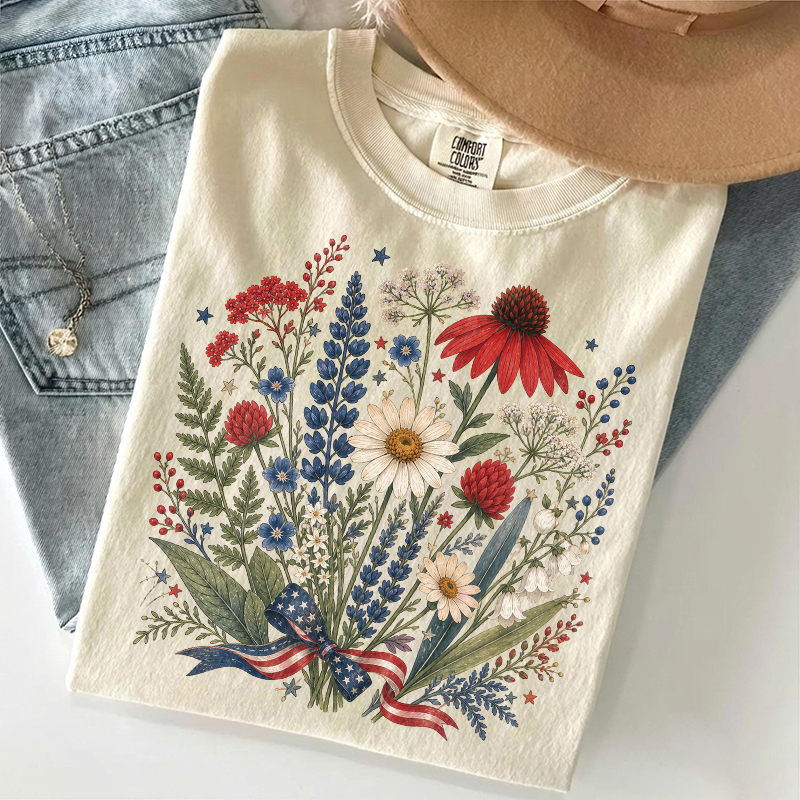 Floral 4th Of July T-shirt