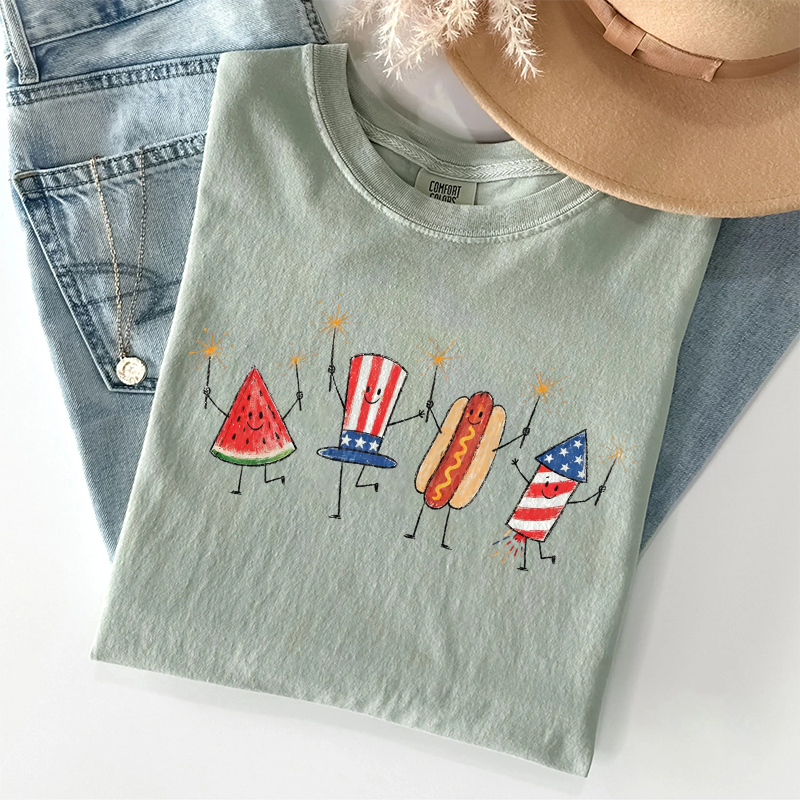 Funny Watermelon Hotdog Firework T-shirt