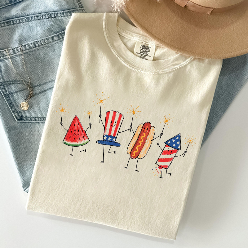 Funny Watermelon Hotdog Firework T-shirt