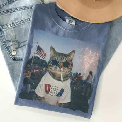 Funny American Cat T-shirt