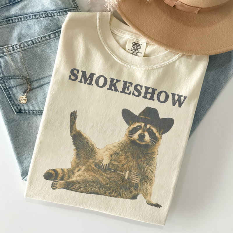 Funny Smokeshow Cowboy Raccoon T-shirt