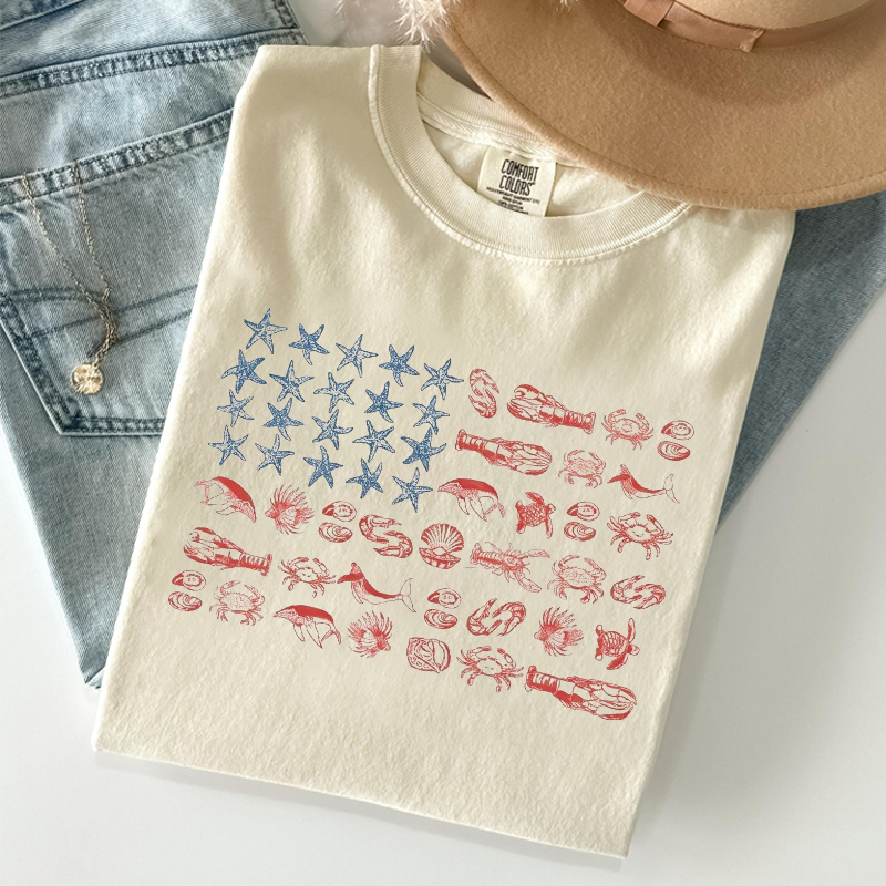 Seashell USA Flag T-shirt