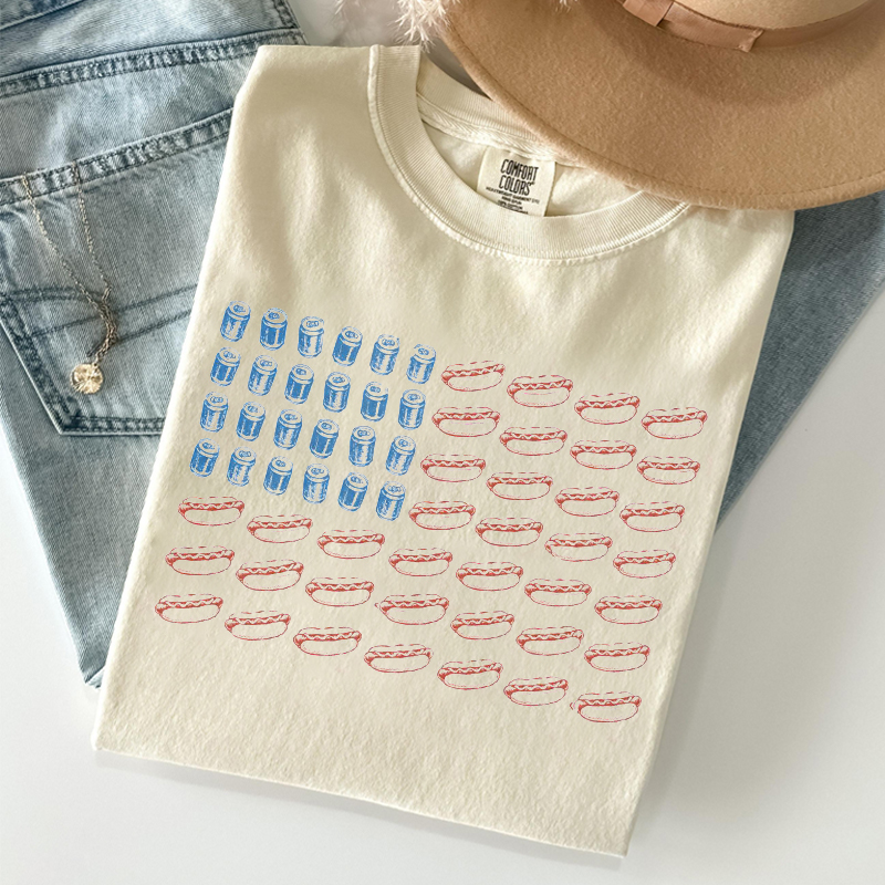 Hot Dog American Flag T-shirt