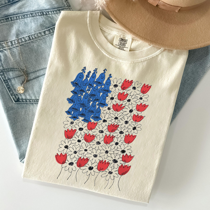 Fourth Of July Foxglove Daisy Tulip T-shirt