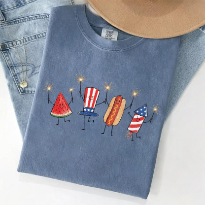 Cute Watermelon Hotdog Firework T-shirt