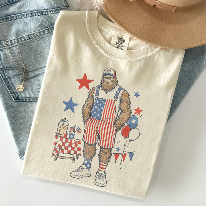 Patriotic Bigfoot BBQ Party T-shirt