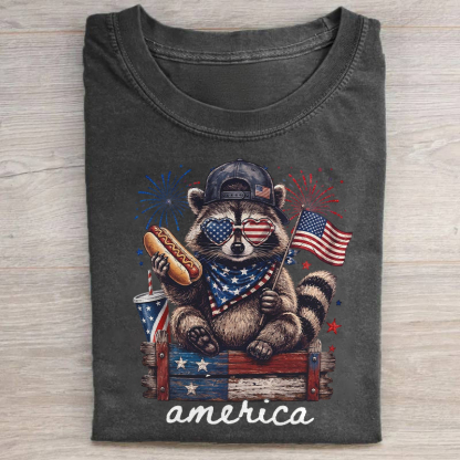 Funny America Raccoon 4th Of July T-shirt