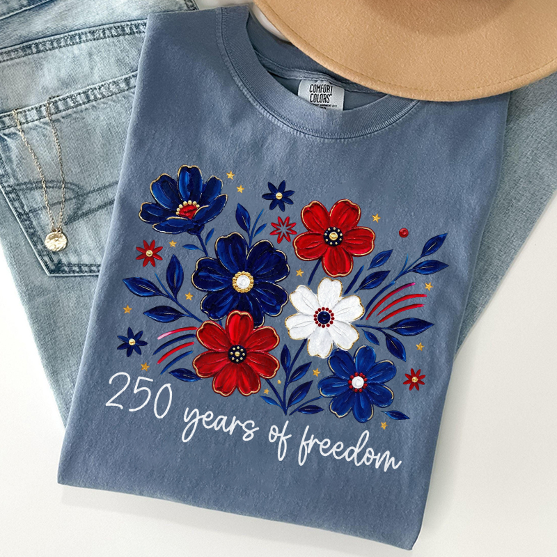 America 250 Years Of Freedom Floral T-shirt