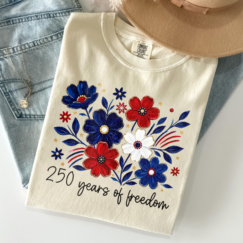 America 250 Years Of Freedom Floral T-shirt