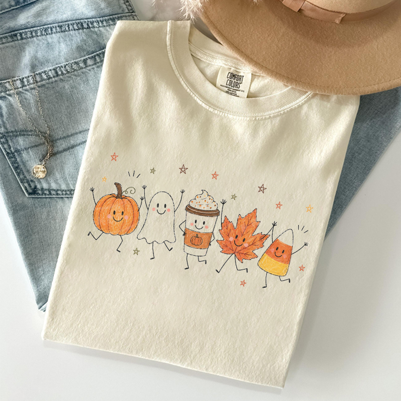 Cute Fall Pumpkin Ghost Candy T-shirt