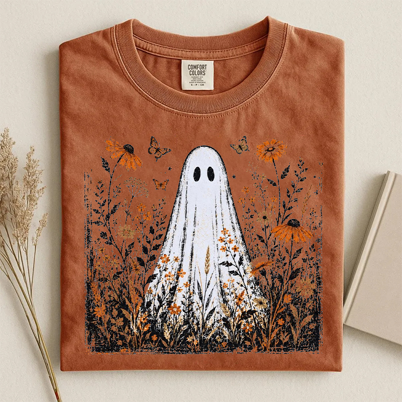 Spooky Ghost Floral T-shirt