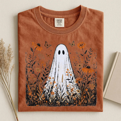 Spooky Ghost Floral T-shirt