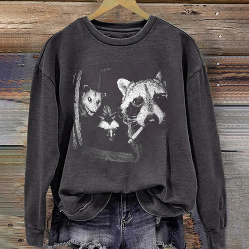 Funny Raccoon Opossum Skunk Trash Night Crew Sweatshirt