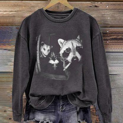 Funny Raccoon Opossum Skunk Trash Night Crew Sweatshirt
